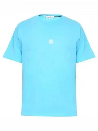 Garment Dyed Lettering One Print Cotton Jersey Short Sleeve T-Shirt Turquoise - STONE ISLAND - BALAAN 2