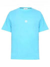 Garment Dyed Lettering One Print Cotton Jersey Short Sleeve T-Shirt Turquoise - STONE ISLAND - BALAAN 2