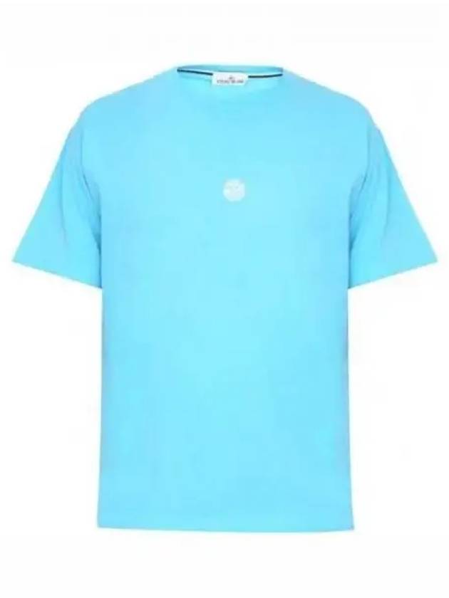 Garment Dyed Lettering One Print Cotton Jersey Short Sleeve T-Shirt Turquoise - STONE ISLAND - BALAAN 2