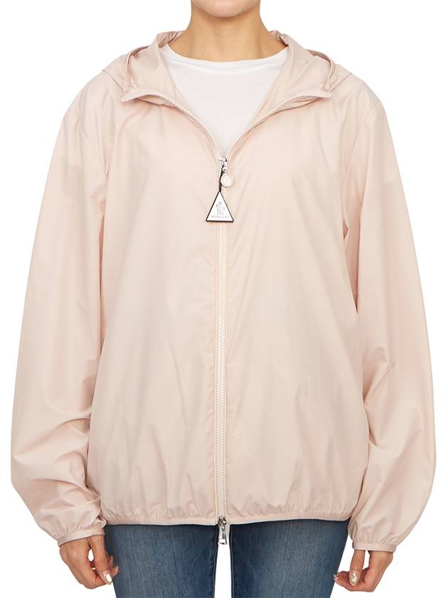 Fegeo Logo Patch Zip Up Hoodie Light Pink - MONCLER - BALAAN 3