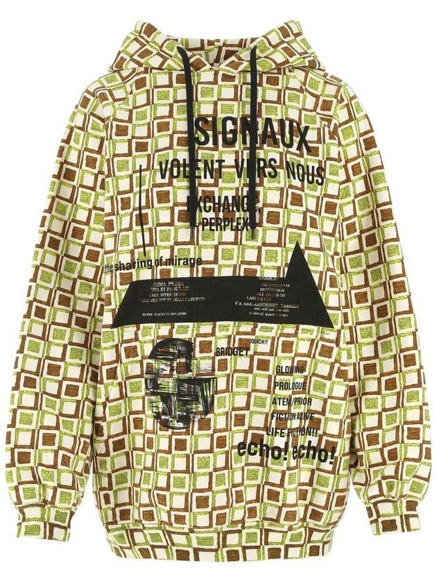 lettering print pattern cotton hooded top - PRADA - BALAAN.