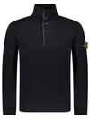 Compass Patch Cotton Fleece Polo Knit Top Navy - STONE ISLAND - BALAAN 2