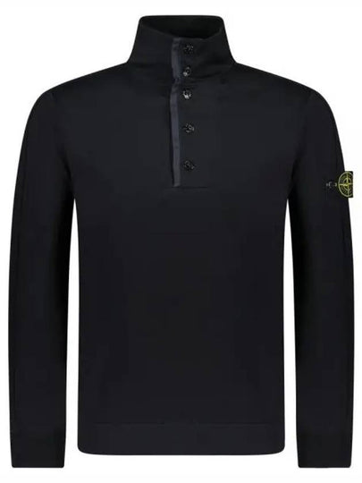 Compass Patch Cotton Fleece Polo Knit Top Navy - STONE ISLAND - BALAAN 2