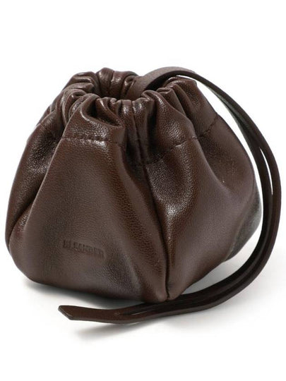 Ripple Drawstring Leather Pouch Bag Black - JIL SANDER - BALAAN 2