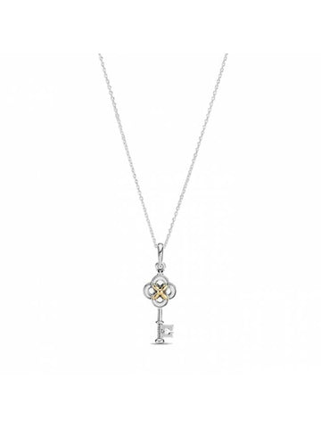 two-tone key flower necklace silver - PANDORA - BALAAN 1