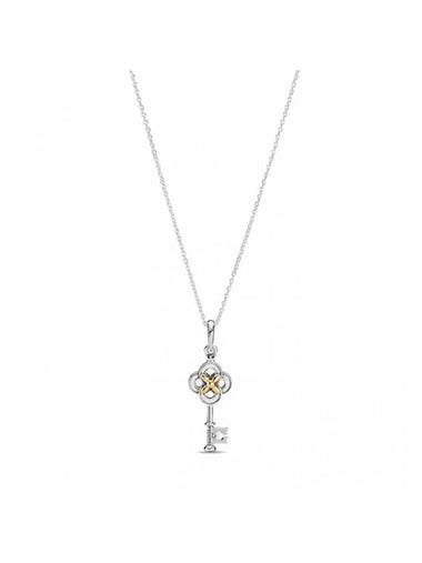 Two-Tone Key Flower Necklace Silver - PANDORA - BALAAN 1