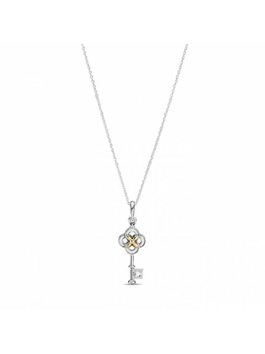 two-tone key flower necklace silver - PANDORA - BALAAN 1