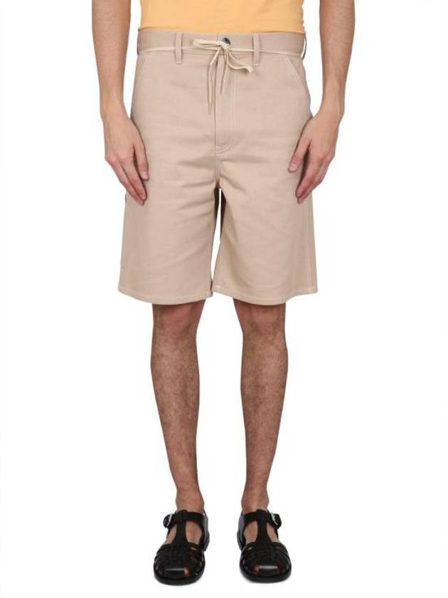 Logo Patch Cotton Cargo Shorts Beige - MARNI - BALAAN 2