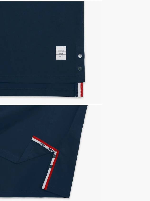 Men's Medium Weight Jersey Tipped Pocket Crewneck Short Short Sleeve T-Shirt Navy - THOM BROWNE - BALAAN 4