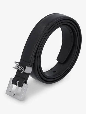 2CM Monogram Leather Belt Black Silver 554465BOO0E1000 - SAINT LAURENT - BALAAN 1