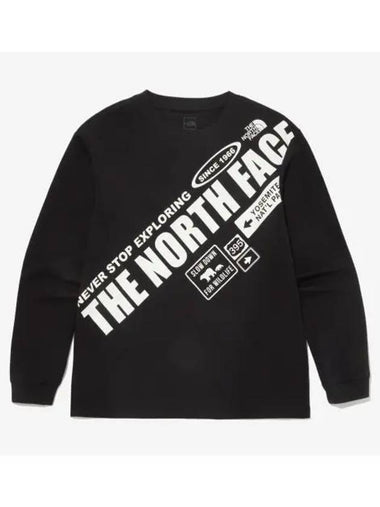 The North Face KIDS Explore Lettering Long Sleeve Round Tee NT7TQ52T BLK - THE NORTH FACE - BALAAN 1