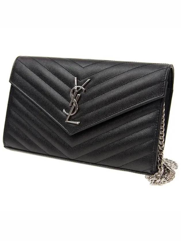 Cassandre Matelasse Chain Cross Bag In Grain de Poudre Embossed Leather Black - SAINT LAURENT - BALAAN 3