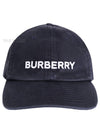 Embroidered Logo Cotton Gabardine Ball Cap Navy - BURBERRY - BALAAN 2