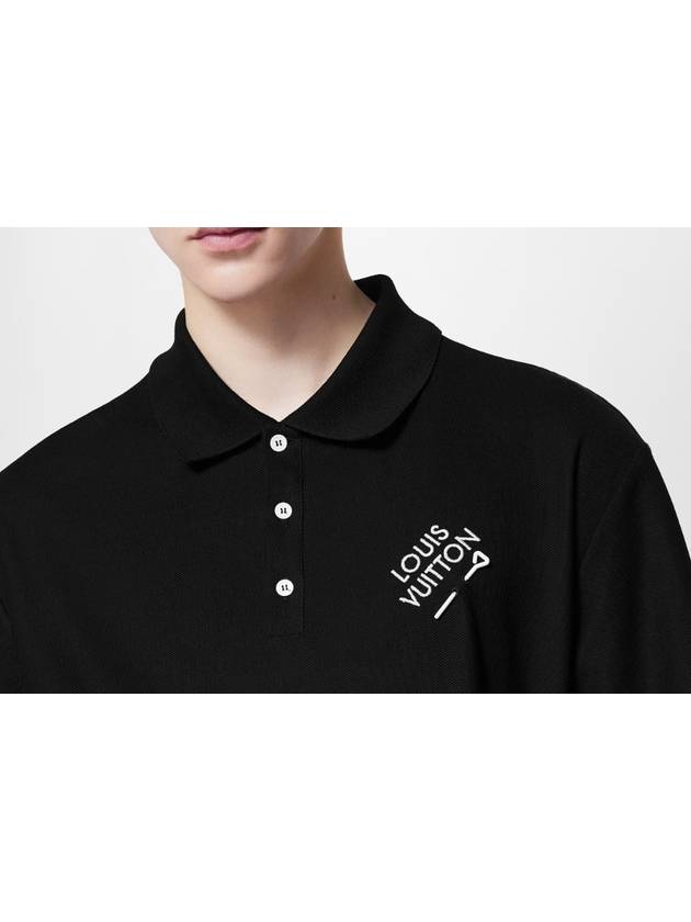 Signature Embroidery Polo Shirt Noir - LOUIS VUITTON - BALAAN 4