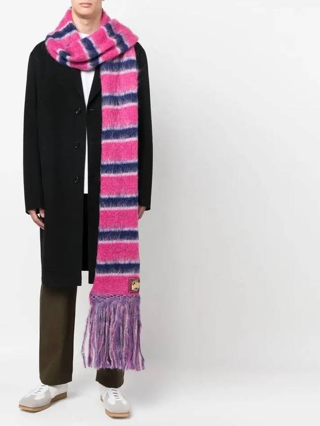 Embroidered Mohair Blend Muffler Pink - MARNI - BALAAN 4