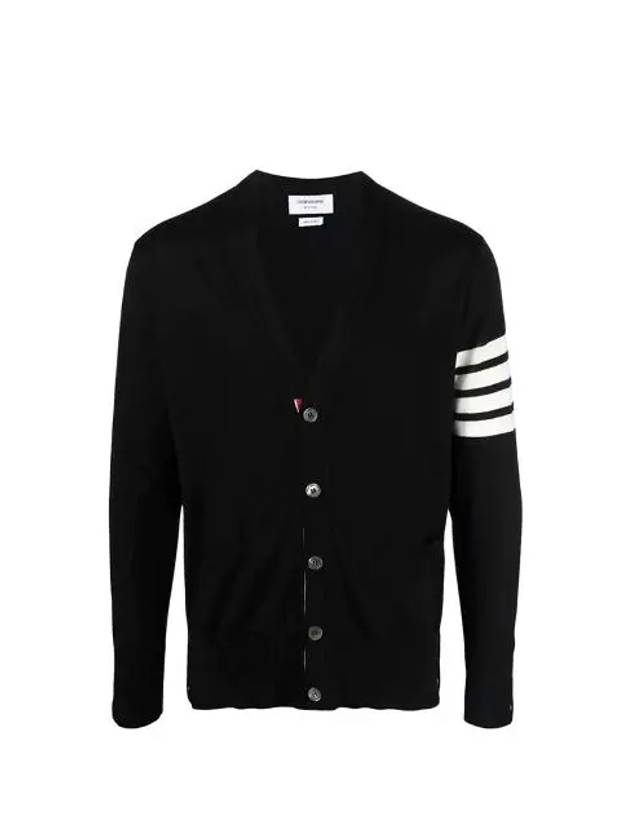 Men's Sustainable Classic Diagonal Wool Cardigan Black - THOM BROWNE - BALAAN 2