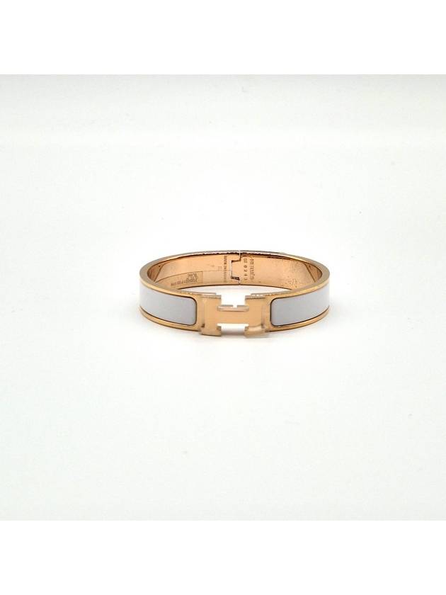 Clic H Bracelet Rose Gold Blanc - HERMES - BALAAN 4