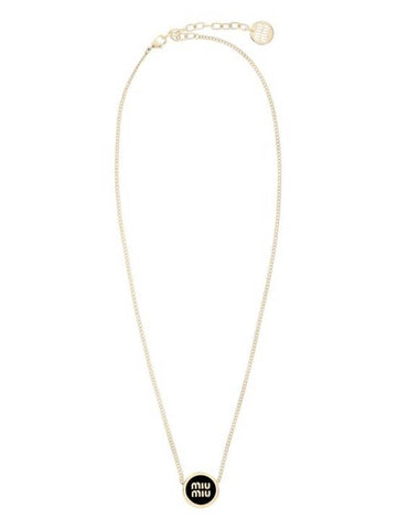 Logo Metal Necklace Black - MIU MIU - BALAAN 1