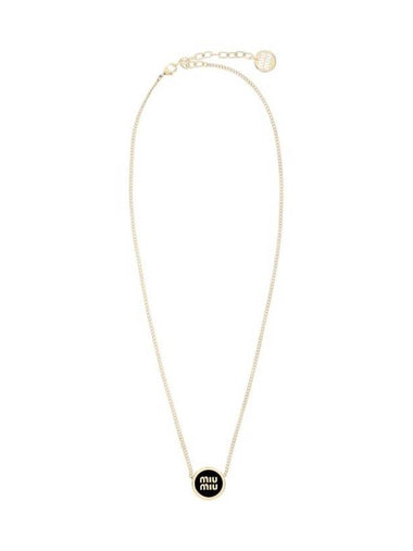 Logo Metal Necklace Black - MIU MIU - BALAAN 1