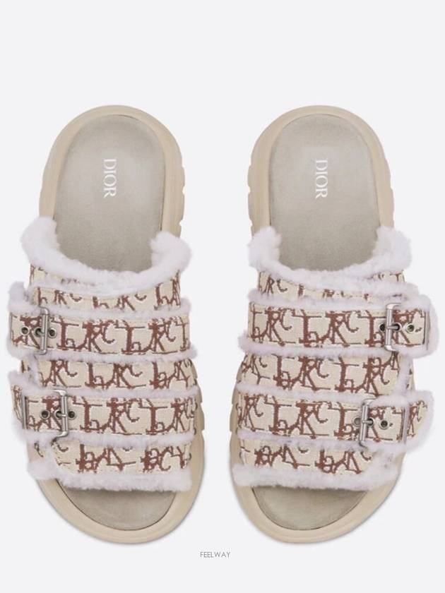 H Town Shearling Oblique Jacquard Sandals Cream - DIOR - BALAAN 3