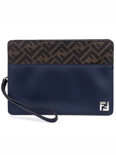 Squared FF Standing Clutch Bag Dark Blue - FENDI - BALAAN 2