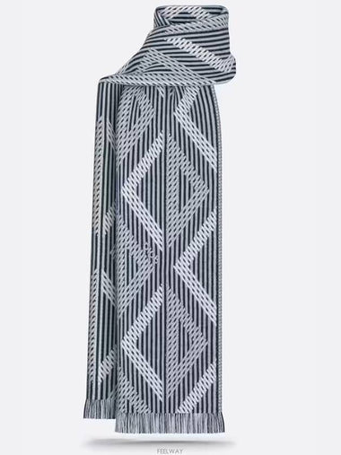 CD DIAMOND SCARF BLUE GRAY WOOL - DIOR - BALAAN 1