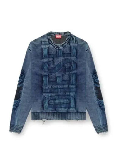 K Rottissimo Floating Yarn Logo Knit Top Blue - DIESEL - BALAAN 2