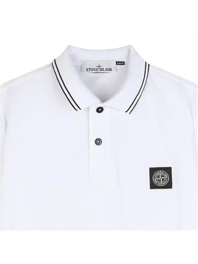 Stretch Cotton Pique Short Sleeve Polo Shirt White - STONE ISLAND - BALAAN 5