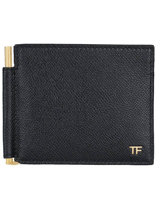 Small Grain Leather Money Clip Half Wallet Black - TOM FORD - BALAAN 2