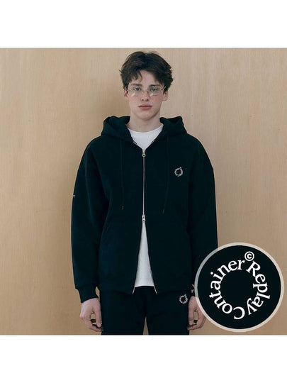 RC Round Logo Two Way Zip-Up Hoodie Black - REPLAYCONTAINER - BALAAN 2