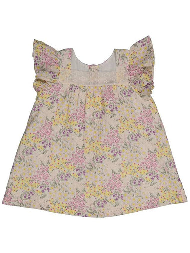 Bonton Girls Flower Prairie Ditsy Floral Flutter Sleeve Dress, Size 12M - BONTON - BALAAN 1