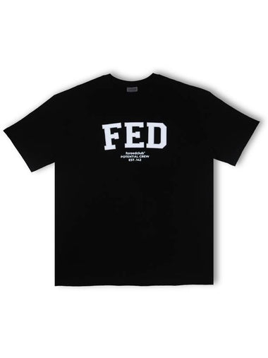 Overfit FED Signature Logo Short Sleeve T Shirt Black - FOREEDCLUB - BALAAN 1