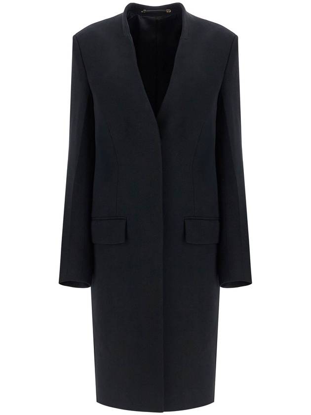 black high collar wide coat in viscose and wool - TOTEME - BALAAN 1