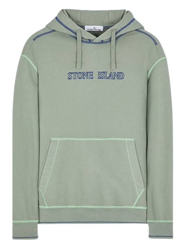 Brushed Cotton Fleece Hoodie Sage Green - STONE ISLAND - BALAAN 2