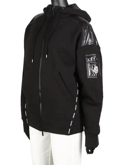 Logo Fleece Zip Up Hoodie Black - MONCLER - BALAAN 2