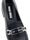 Chain Logo Leather Loafers Black - MIU MIU - BALAAN 9