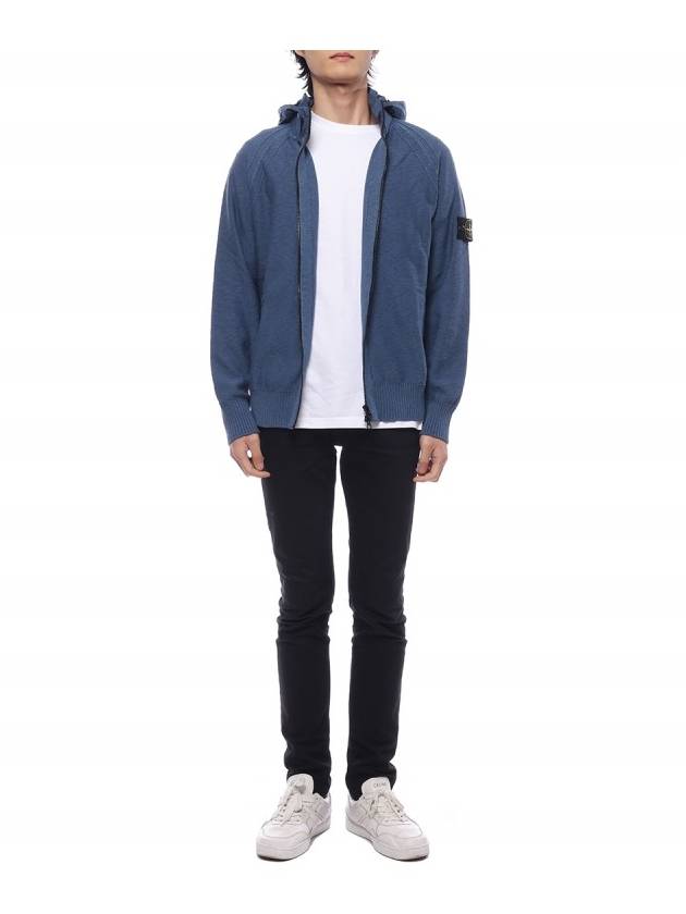 Compass Badge Cotton Zip-up Hoodie Dark Blue - STONE ISLAND - BALAAN 4