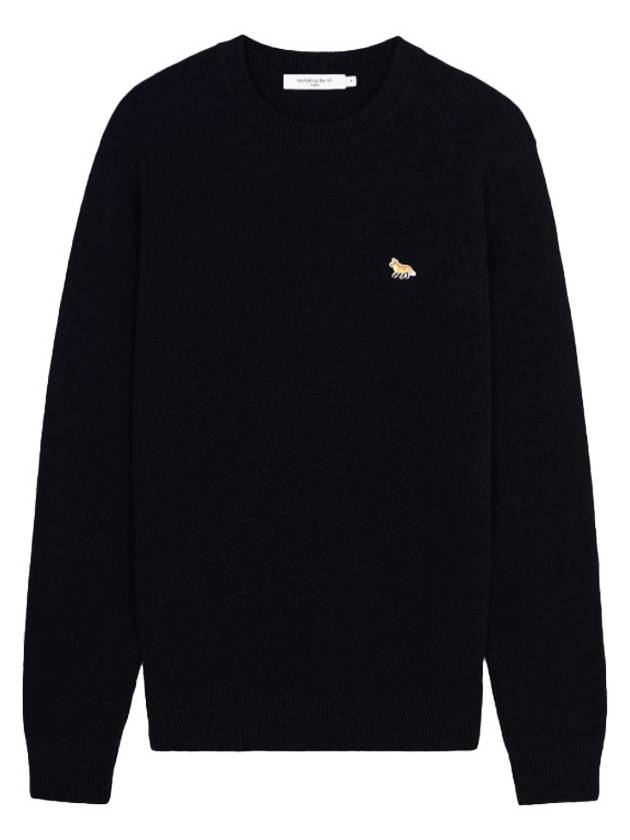 Baby Fox Patch Cozy Round Neck Knit Top Black - MAISON KITSUNE - BALAAN 2