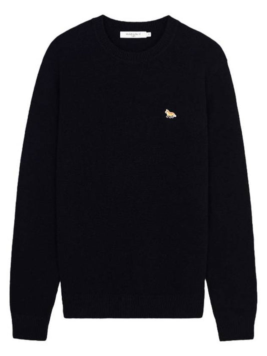 Baby Fox Patch Cozy Round Neck Knit Top Black - MAISON KITSUNE - BALAAN 2