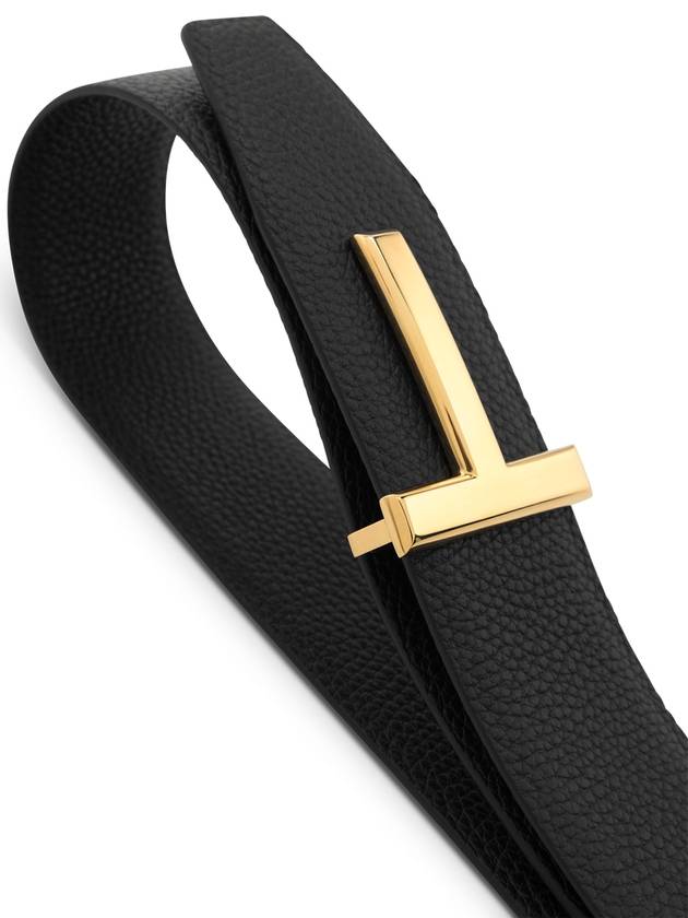 Gold Soft Grain Leather T Icon Belt Brown Black - TOM FORD - BALAAN 8