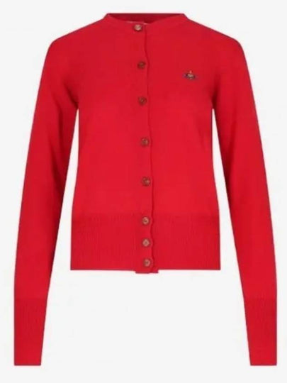 Bea Logo Wool Cardigan Red - VIVIENNE WESTWOOD - BALAAN 2