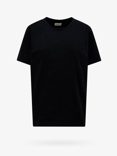 Vidal Embroidered Logo Cotton Short Sleeve T-Shirt Black - ISABEL MARANT - BALAAN 1