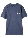 Double Fox Head Patch Classic T-Shirt Navy Melange - MAISON KITSUNE - BALAAN 3