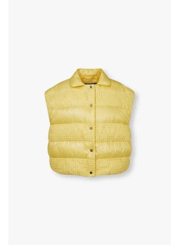 Women s Lace Panel Down Padded Vest Yellow - HERNO - BALAAN 1