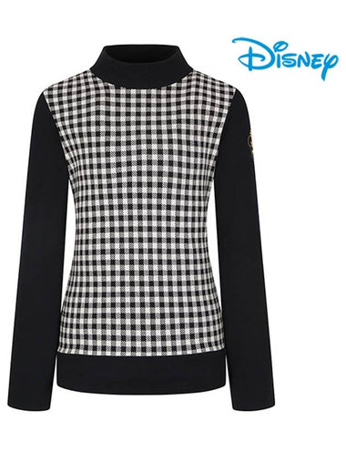 Women s check pattern half neck long sleeve t shirt DL3LTS012 - DISNEY GOLF - BALAAN 1