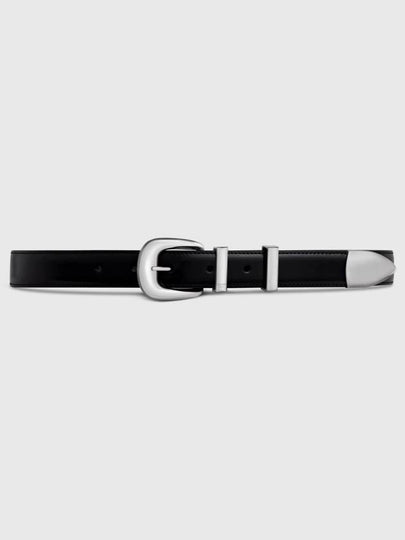 Women's Medium Western Leather Belt Black - CELINE - BALAAN 2