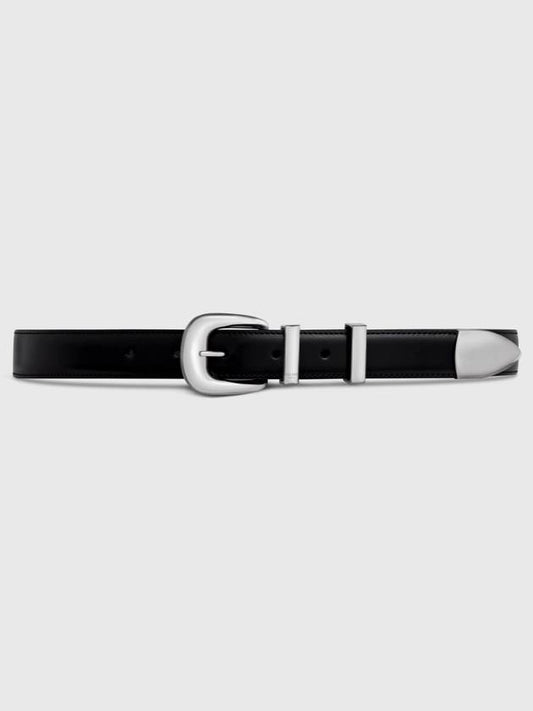 Women's Medium Western Leather Belt Black - CELINE - BALAAN 2