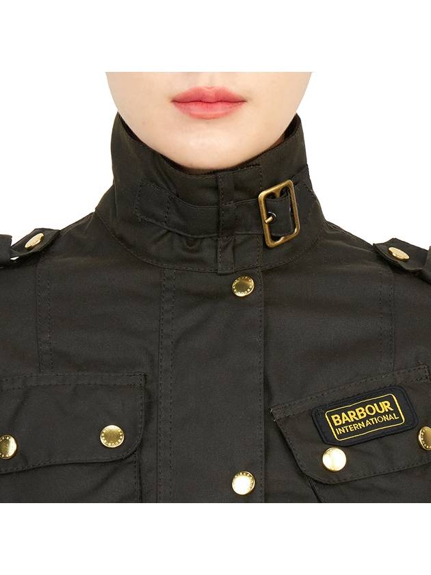 Women's International Logo Patch Wax Jacket Green - BARBOUR - BALAAN.