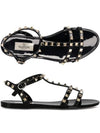 Women's Rockstud Flat Sandals Black - VALENTINO - BALAAN 2