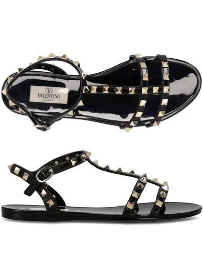 Women's Rockstud Flat Sandals Black - VALENTINO - BALAAN 2